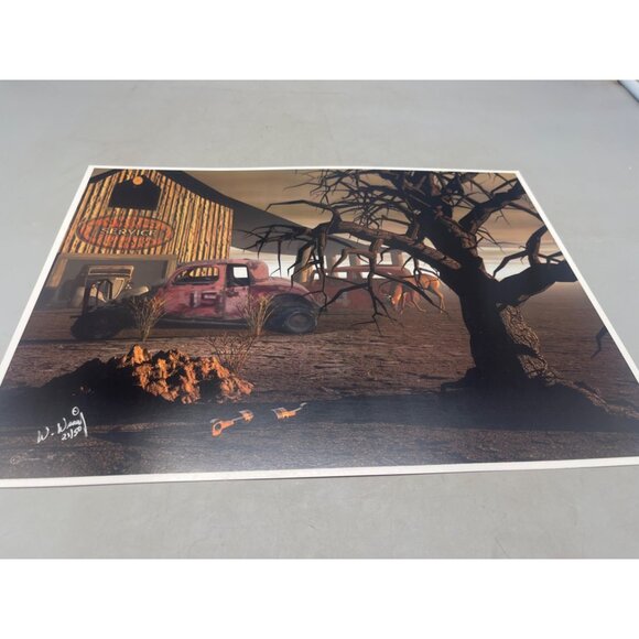 LE GM hot rod truck barn brown print artwork signed Wright 21/50 16x12" READ - Picture 2 of 6